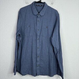Travis Mathew Shirt Mens XL Blue Long Sleeve Button Golf‎ Athleisure Performance